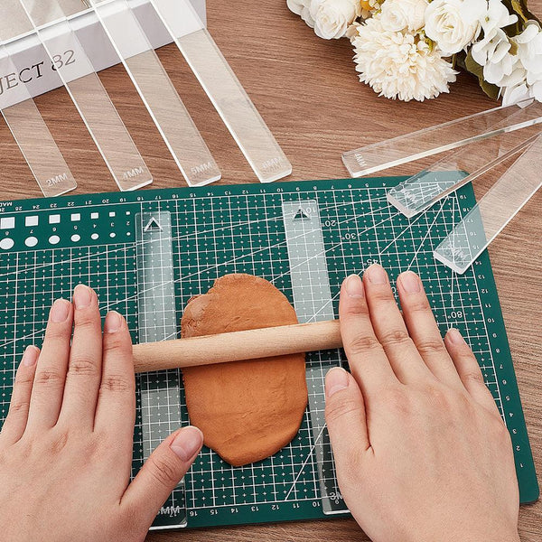 Guide de profondeur pour pâte polymère acrylique transparent 2-3-4-5-6mm, x2 (G10708)