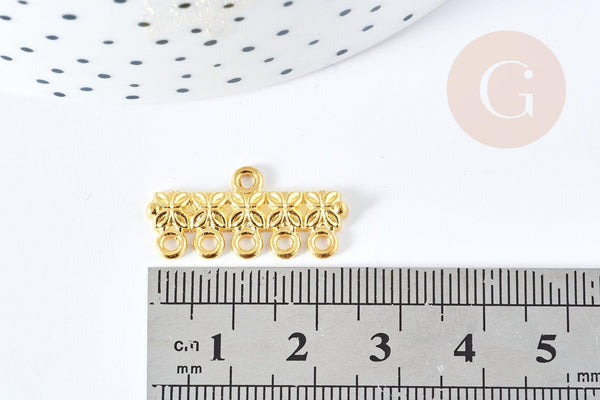 Intercallaire bracelet 5 rangs zamac doré 10mm, des fournitures pour création bijoux, x2 (G8790)