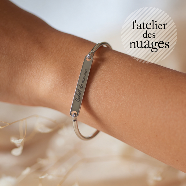 Bracelet Jonc en Acier Inoxydable 304 avec Message, x1 (ADN4)