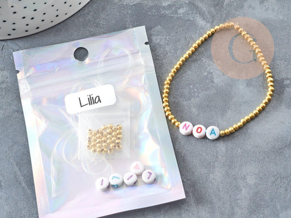 Kit Bracelet d'amitié prénom personnalisé doré, Coffrets et kits création de bijoux fantaisie DIY, pochette 1 bracelet (G9024)