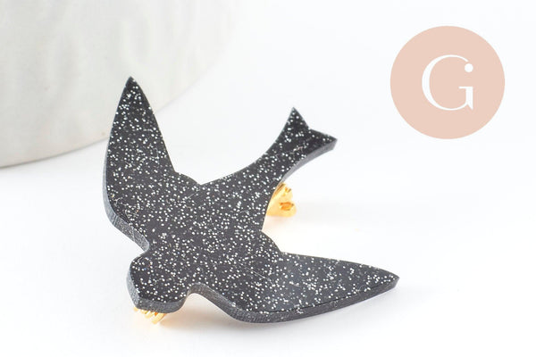 Kit Ma broche Hirondelle en acrylique, x1 (G9398)