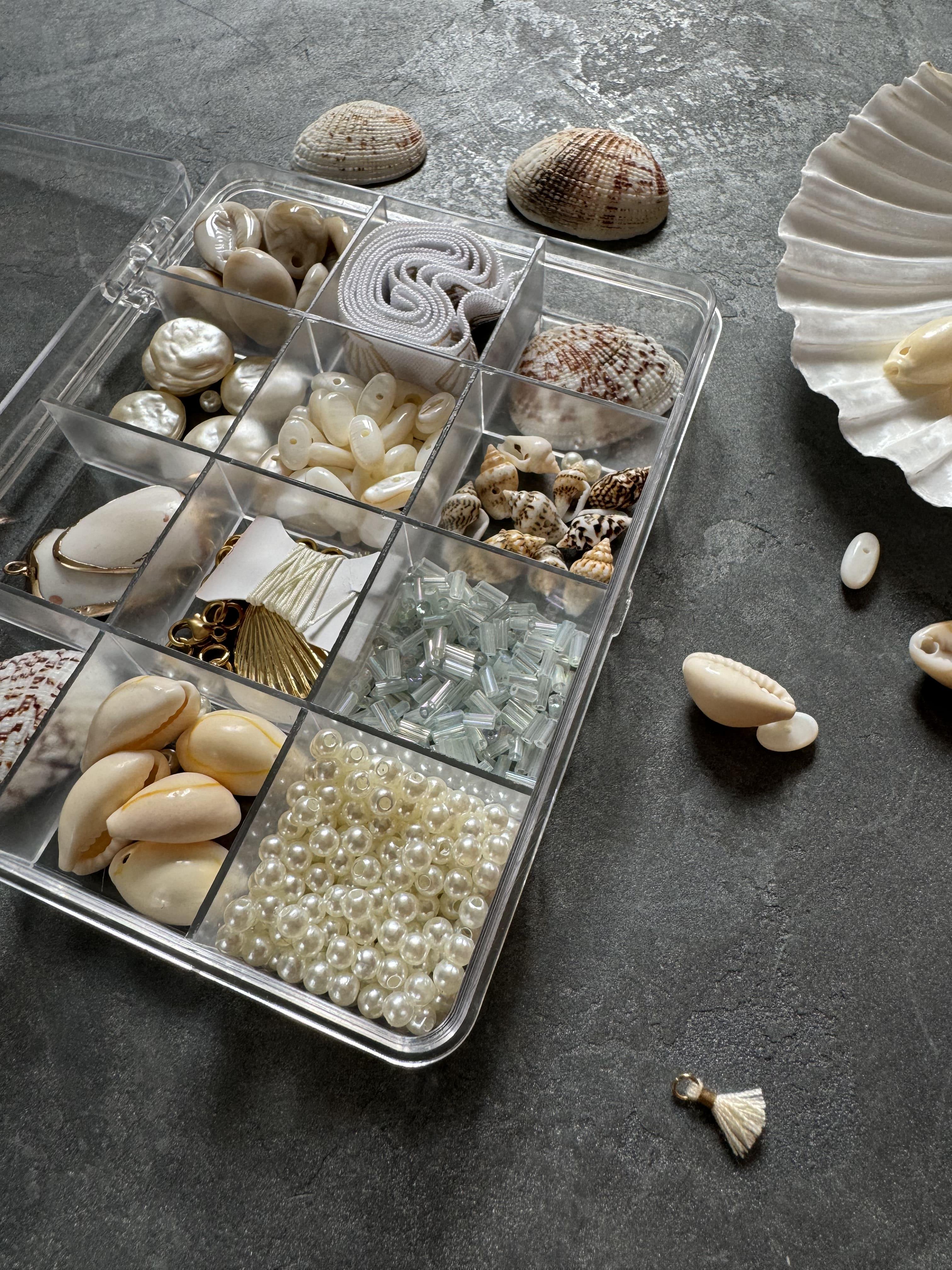 Kit Nacre & Coquillage blanc , Coffrets et kits de perles pour la création de bijoux fantaisie DIY, x1 ( G10029)