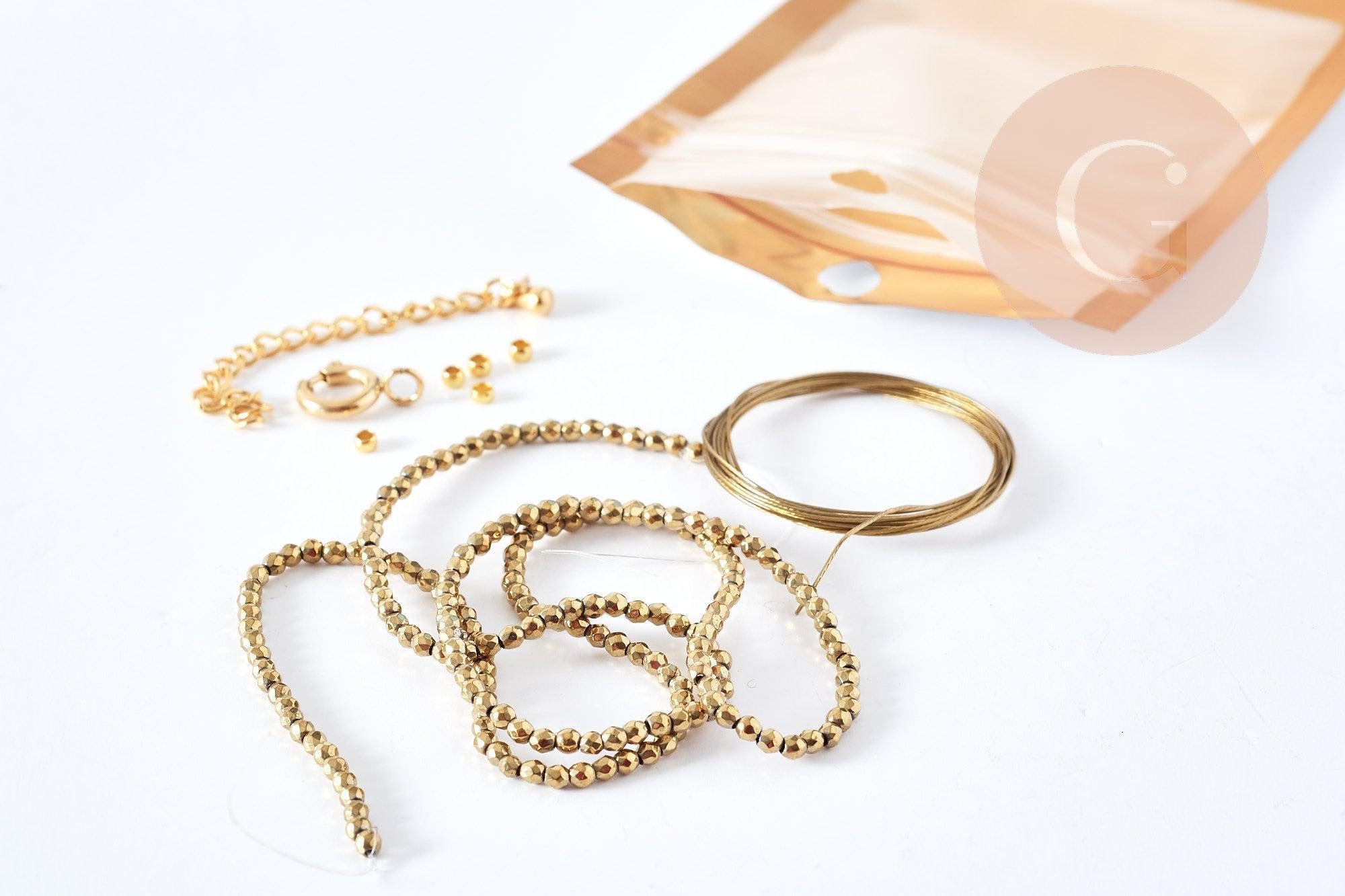 Kit bracelet Vecchio doré personnalisé lettres zircon, Coffrets et kits pour la création de bijoux fantaisie DIY, la pochette (G8748)