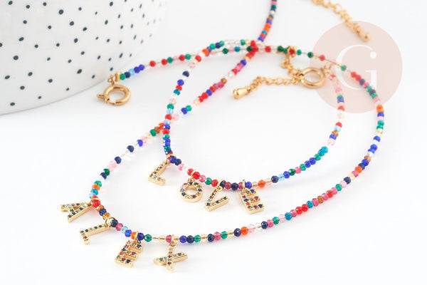 Kit bracelet Vecchio multicolore personnalisé lettres zircon, Coffrets et kits pour la création de bijoux fantaisie DIY, la pochette (G8747)