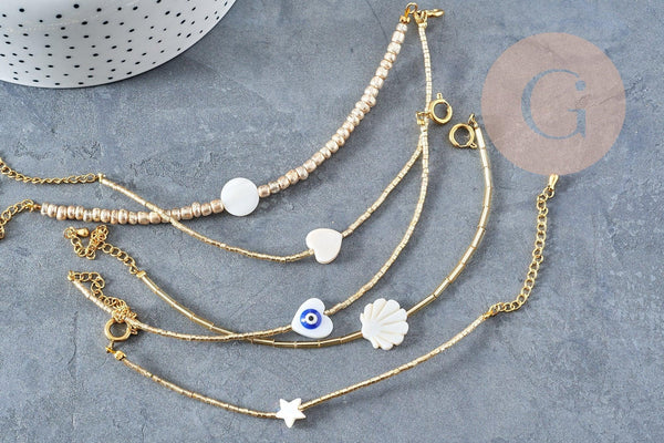 Kit création 5 Bracelets perles et nacre Mykonos Jaune ou Bleu, x1 (G8751)