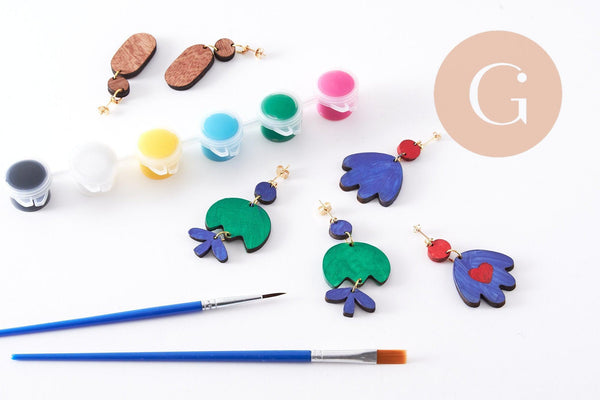 Kit création Boucles d'Oreilles Bois à peindre x3 paires (G9879)