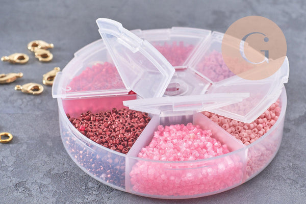 Kit de perles rocaille façon Miyuki Mix Rose, x1 (G9189)