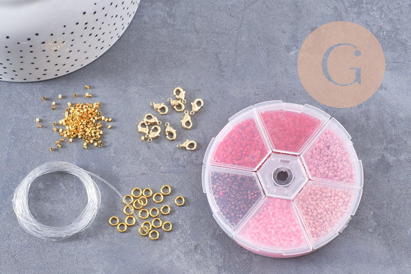 Kit de perles rocaille façon Miyuki Mix Rose, x1 (G9189)