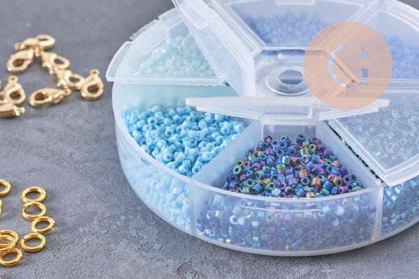 Kit de perles rocaille façon Miyuki Mix bleu, x1 (G9194)
