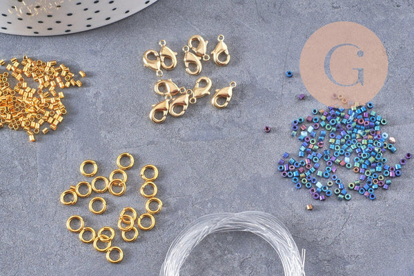 Kit de perles rocaille façon Miyuki Mix bleu, x1 (G9194)