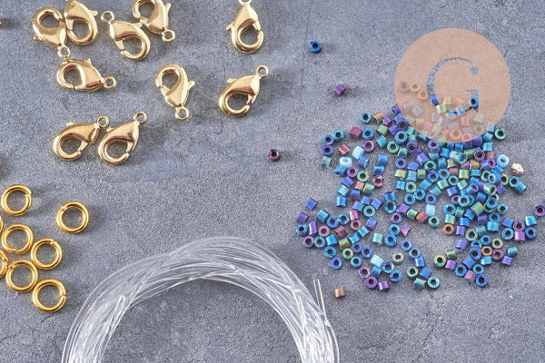 Kit de perles rocaille façon Miyuki Mix bleu, x1 (G9194)