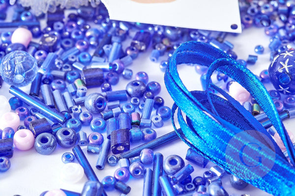 Kit mix de perles bleues Santorin, Coffrets et kits pour la création de bijoux fantaisie DIY, x1 (G8346)