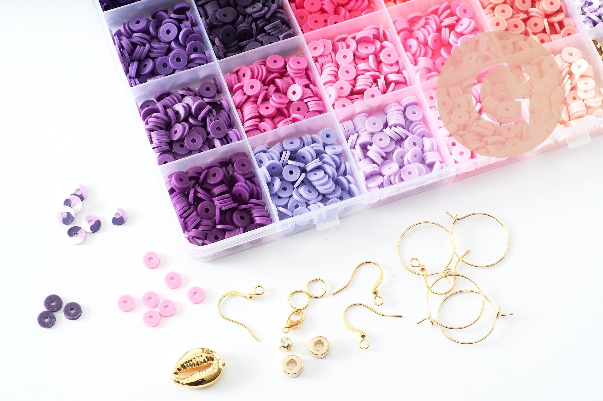 Kit mix de perles heishi violet rose, x1 (G9788)