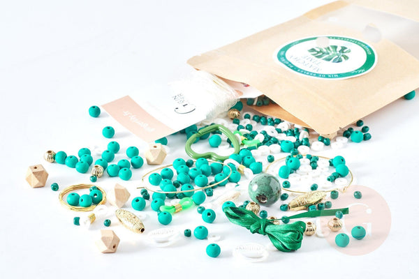 Kit mix de perles vertes Matcha Time, Coffrets et kits pour la création de bijoux fantaisie DIY, x1 (G8345)
