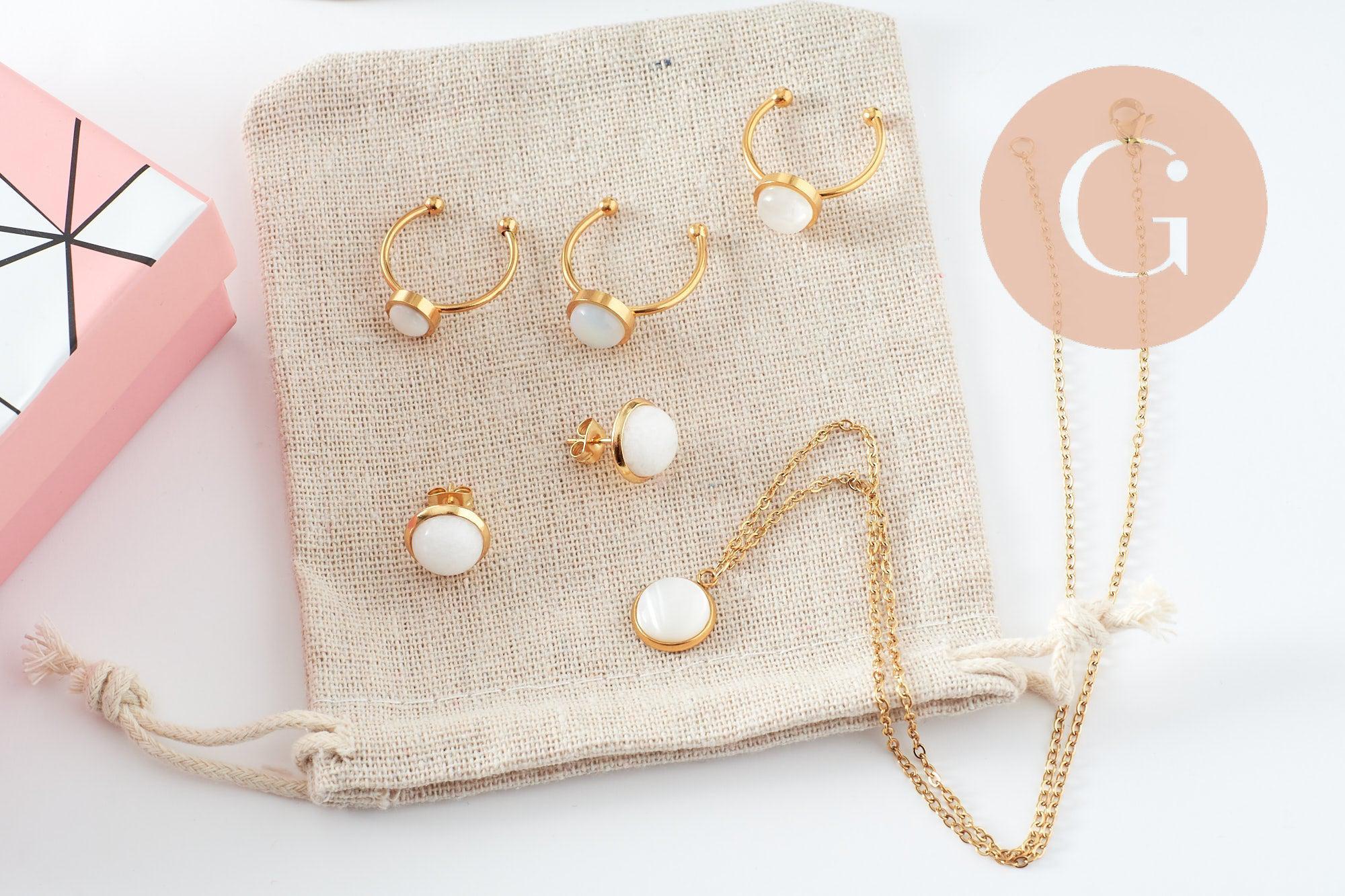 Kit parure de bijoux cabochon pierre naturelle, Coffrets et kits pour la création de bijoux fantaisie DIY, x1 (G9557)
