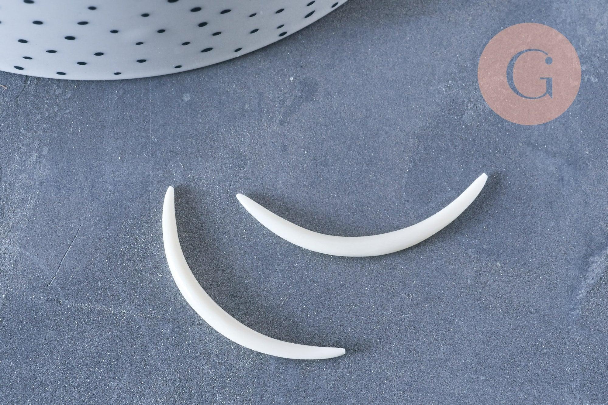 Lune corne blanche naturelle 39x3-4mm, création bijoux ou écarteur piercing, x1 (G6498)