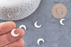 Lune nacre blanche naturelle,pendentif lune,coquillage blanc,corne non percée,création bijoux,Pendentif nacre,12x11.5mm, X2 (G0391)