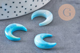 Lune nacre naturelle bleue, pendentif lune, coquillage Naturel,non percé, création bijoux,pendentif nacre,18x19mm, X1 G0343
