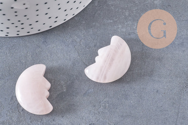 Lune quartz rose naturel 29.5mm, quartz rose naturel roulé, pierre semi-precieuse, séance lithothérapie, x1, G5618