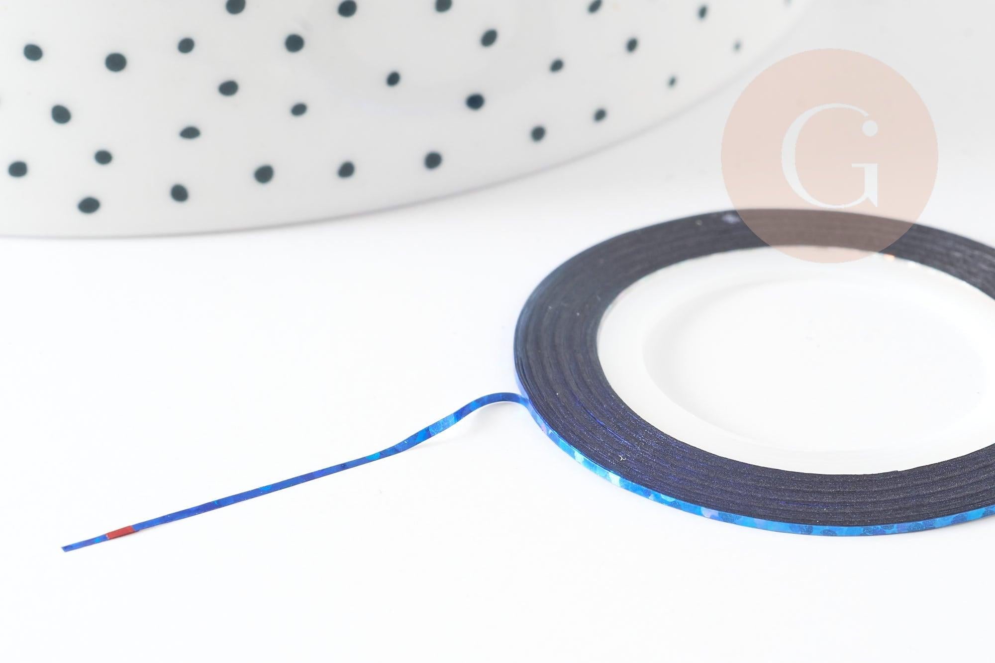 Masking Tape ongles bleu irise, masking tape,adhésif papier, scrapbooking, papeterie, décoration,1mm x 20mètres G2015
