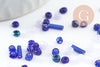 Mélange perles rocaille camaïeu bleu, perles pour création bijoux x 10gr (G9509)