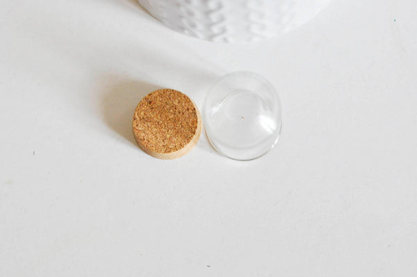 Mini cloche en verre et support en liège 36.5mm, x1 (G0763)