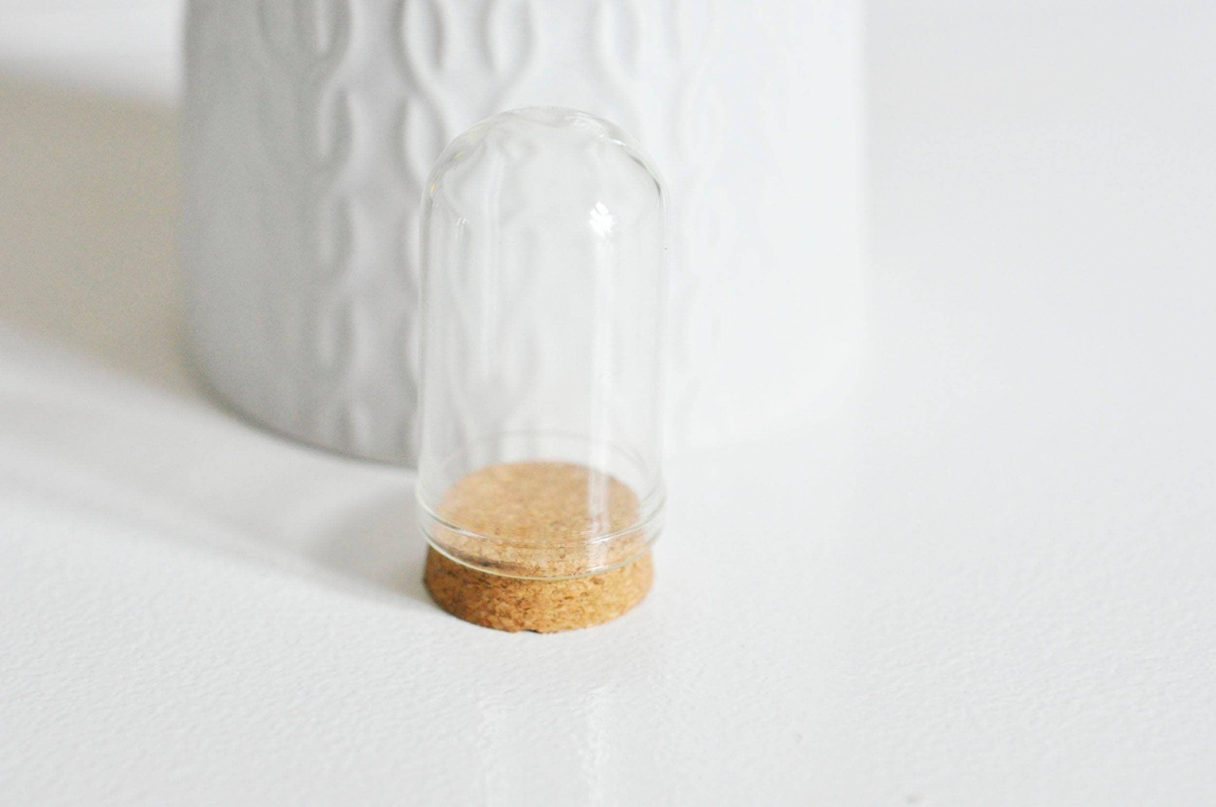 Mini cloche en verre et support en liège 44.5mm, x1 (G1687)