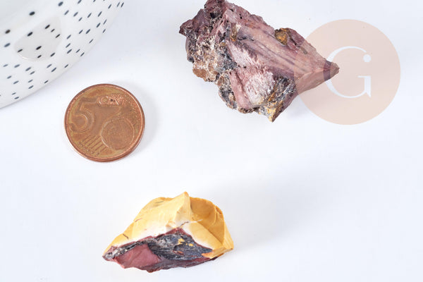 Mookaite naturelle brute 30-42mm, pierre naturelle pour création bijoux lithothérapie, x1 (G8631)