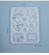 Moule pour fabrication boucles coeur étoile résine, un moule en silicone pour réaliser des bijoux avec inclusion en résine, x1 (G4579)