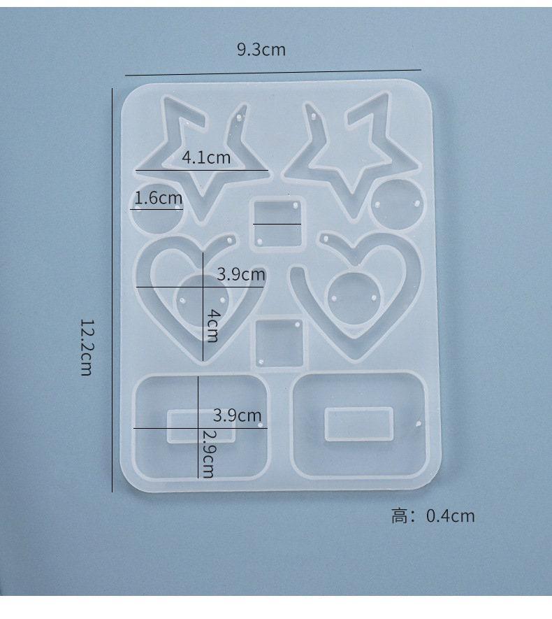 Moule pour fabrication boucles coeur étoile résine, un moule en silicone pour réaliser des bijoux avec inclusion en résine, x1 (G4579)