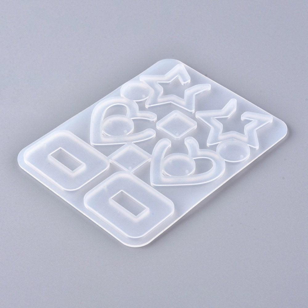 Moule pour fabrication boucles coeur étoile résine, un moule en silicone pour réaliser des bijoux avec inclusion en résine, x1 (G4579)