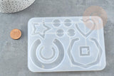 Moule pour fabrication boucles créoles résine 143x106mm, moule silicone pour réaliser des bijoux avec inclusion en résine, x1 G6302