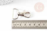Mousqueton fermoir clapet zamac argenté platine 38mm, x2 (G9128)