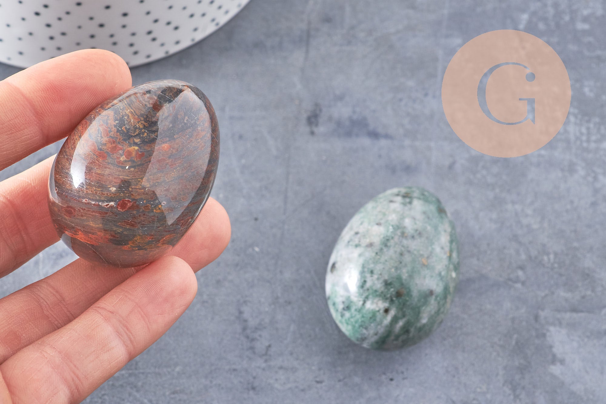 Oeuf en pierre Quartz rose Jaspe oeil tigre naturel Jade agate brut roulé,litotherapie, oeuf de décoration pierre naturel, x1 (G4806)