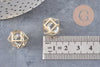 Pendentif 3D connecteur hexagone doré cristal transparent facettes,pendentif cage cristal doré,création bijoux,17mm, x2 G3706