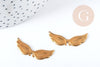 Pendentif Ailes laiton brut 34mm, breloque en laiton brut pour fabrication de bijoux fantaisie x1 (G8768)