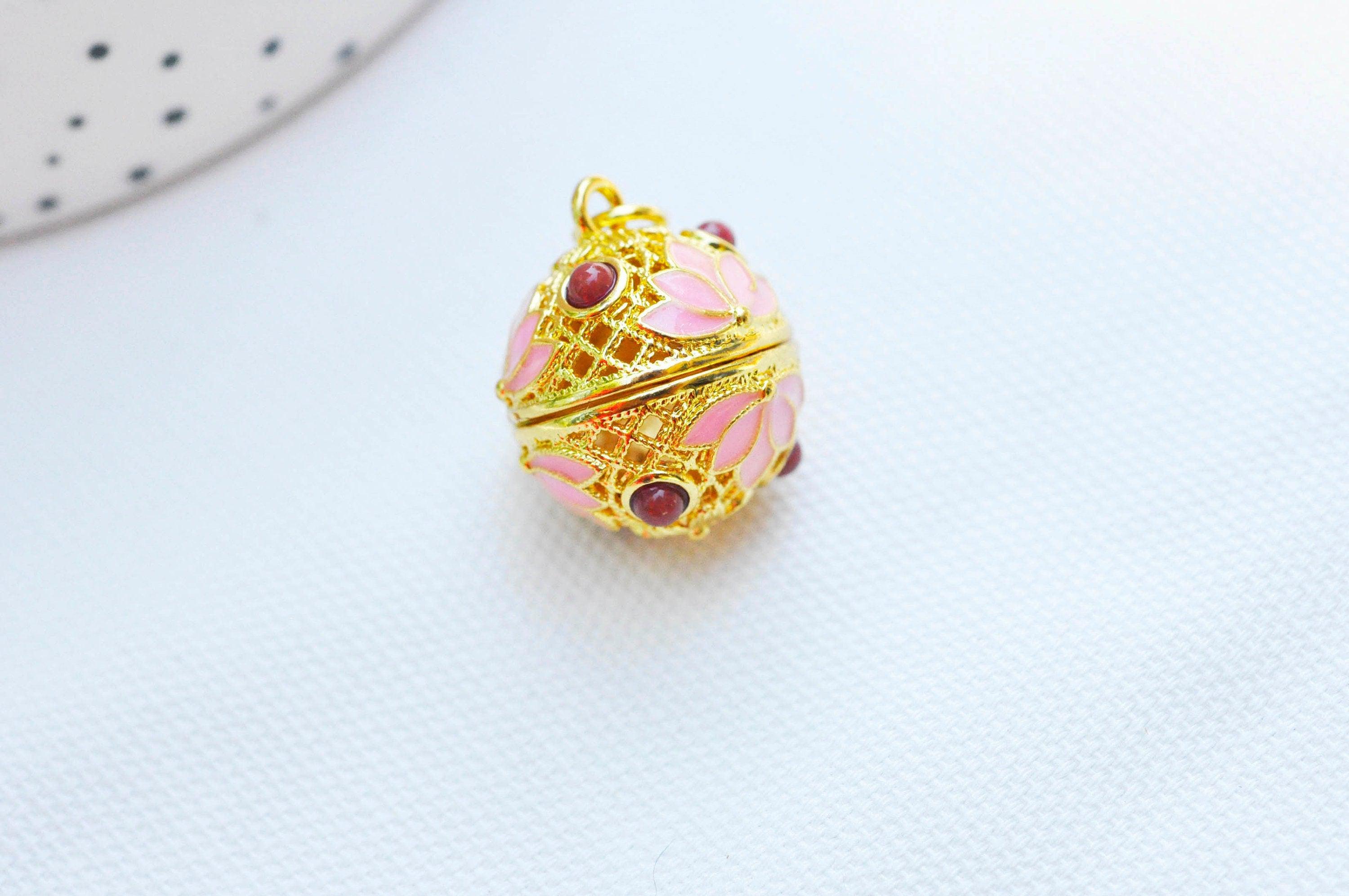 Pendentif Bola carillon d'harmonie doré émaillé, création bijoux de grossesse, Vendu sans carillon, 22mm, x1 (G3707)
