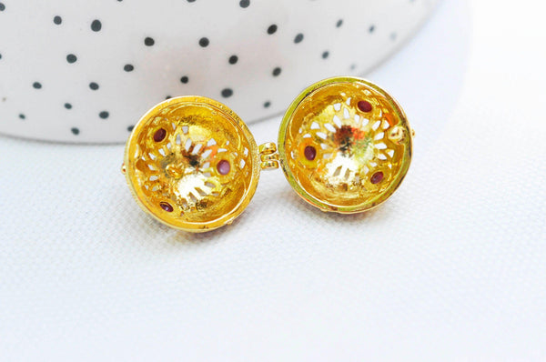 Pendentif Bola carillon d'harmonie doré émaillé, création bijoux de grossesse, Vendu sans carillon, 22mm, x1 (G3707)