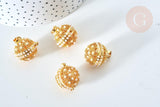 Pendentif Bola carillon d'harmonie doré perles 22x19mm, création bijoux de grossesse, création bijoux Vendu sans carillon, x1 G7798