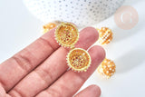 Pendentif Bola carillon d'harmonie doré perles 22x19mm, création bijoux de grossesse, création bijoux Vendu sans carillon, x1 G7798
