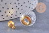 Pendentif Bouteille bulle en verre et bouchon en laiton doré 27mm, x1 (G10617)