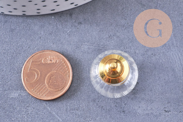 Pendentif Bouteille bulle en verre et bouchon en laiton doré 27mm, x1 (G10617)