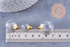 Pendentif Bouteille bulle en verre et bouchon en métal doré 17.5-25mm, x1 (G10658)