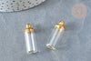Pendentif Bouteille colonne en verre et capuchon en laiton doré 28.5mm,x1 (G7935)