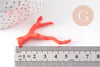 Pendentif Branche forme corail plastique orange 46-48mm, x2 (G10491)