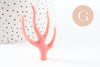 Pendentif Branche forme corail plastique rose 60mm, pendentif inspiré océan, x1 (G9749)