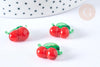 Pendentif Cerise fruit rouge verre 17~19mm, x5 (G7892)