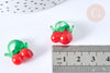 Pendentif Cerise fruit rouge verre 17~19mm, x5 (G7892)