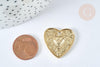 Pendentif Cœur zamac doré clair 25,5mm,fourniture création de bijoux, x1 G7416