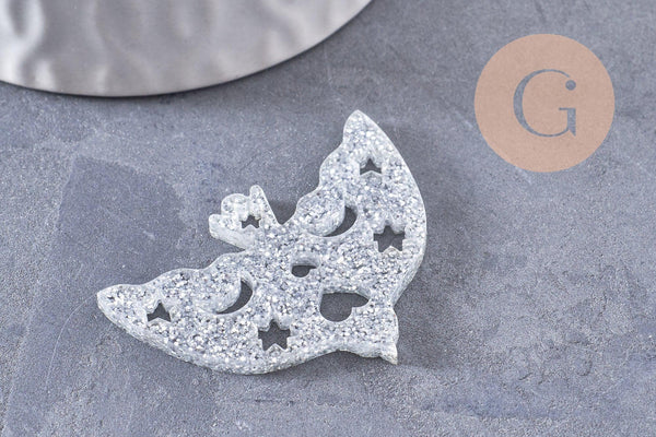 Pendentif Colombe acrylique 40mm, x2 (G10275)